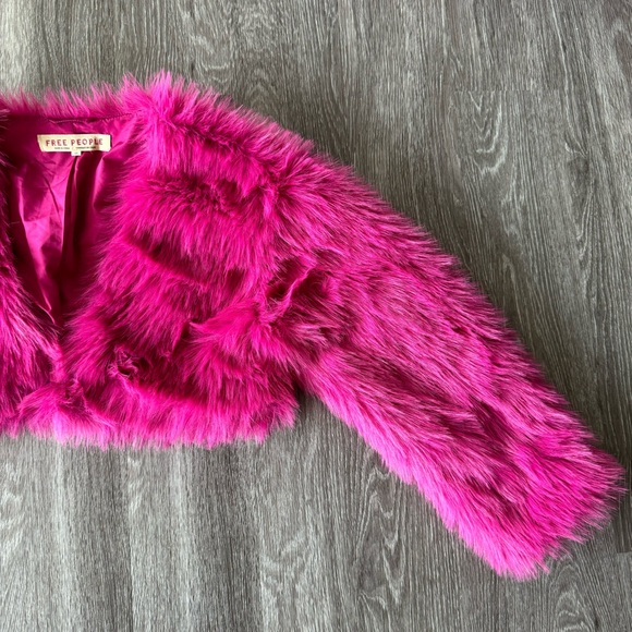 Free People Fuzzy Pink Cropped Jacket - Picture 6 of 9